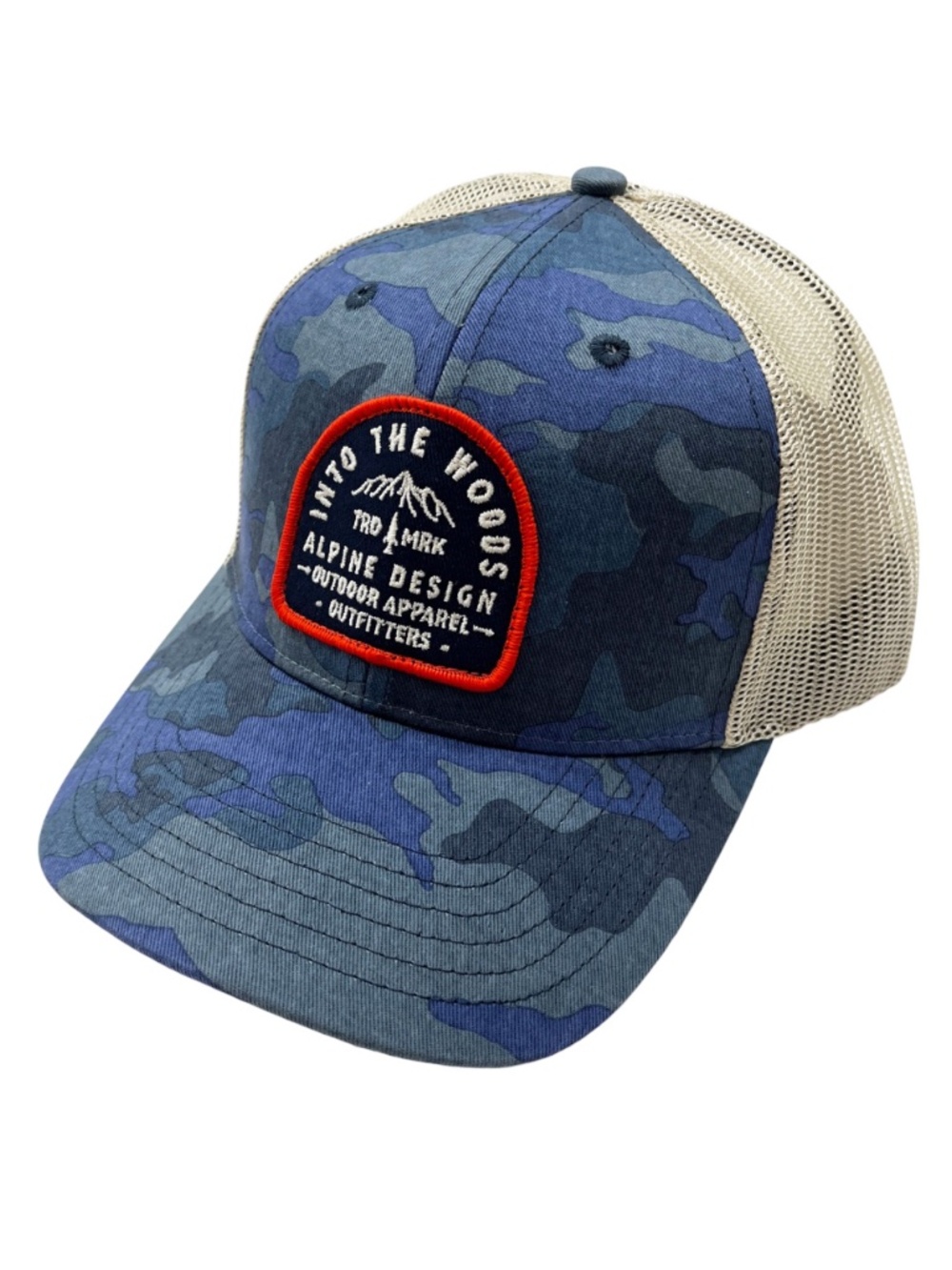 NWOT Alpine Design Into The Woods Blue Camo Trucker Hat